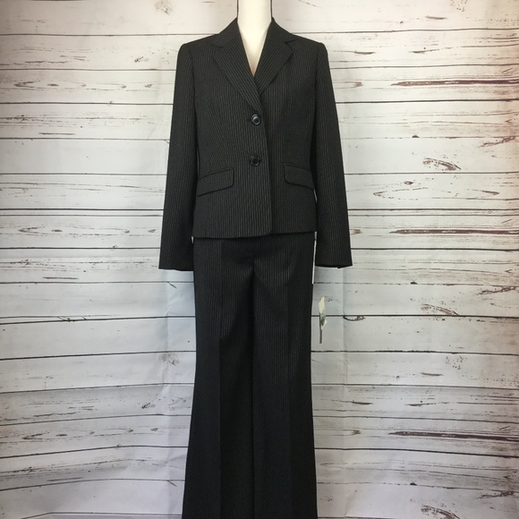 Jones New York Black Pinstripe Suit, Size 4 - Picture 1 of 8